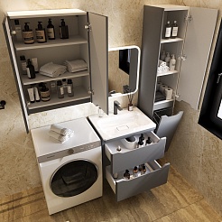 Style Line Мебель для ванной Марелла 60 Люкс Plus антискрейтч подвесная серая матовая – фотография-3